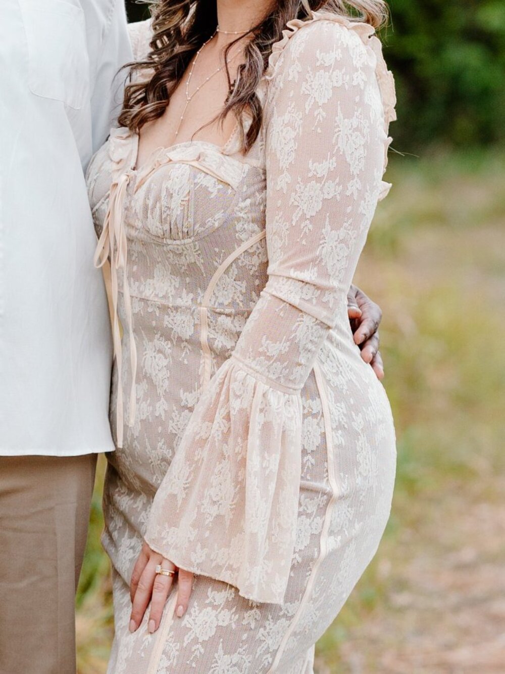 Worth Collective Ivory Lace Bell Sleeve Corset Maxi Dress Boho